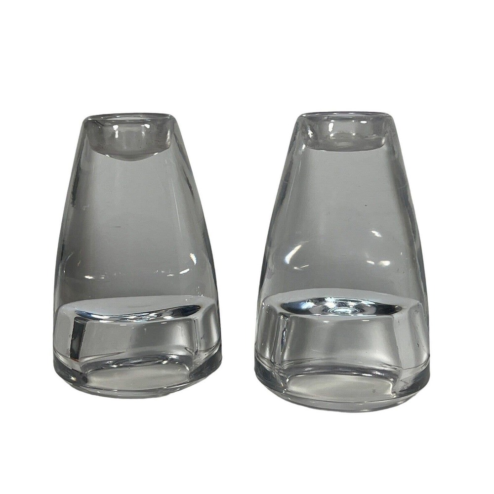 Pillar Votive Candle Holders Clear Glass Double Sided Heavy Decorative Holidays